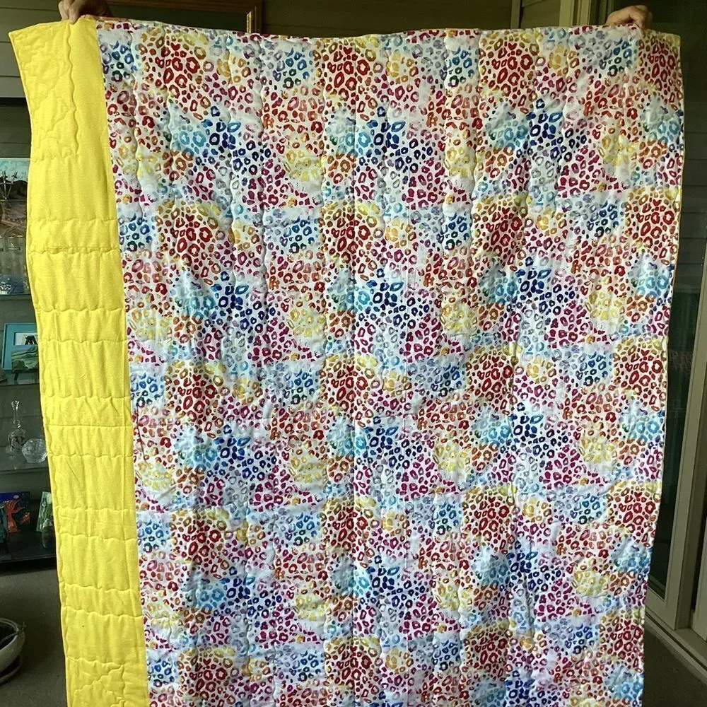 NWT. Hand Crafted Patchwork Yellow and Brown Quilt